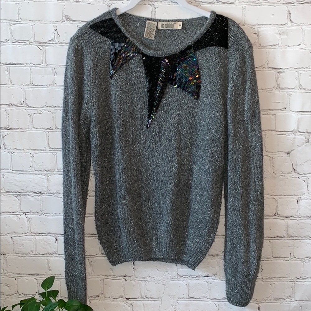Vtg. De Rotchild Beaded Sequin Sweater